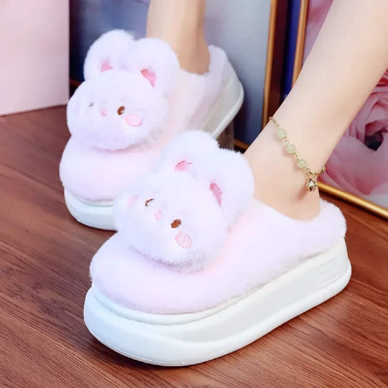 Woman Cotton Slippers Winter Plush Warm Shoes Cute Rabbit Cartoon Female Thick Sole Fluffy Shoes Women Indoor Platform Slippers
Woman Cotton Slippers Winter Plush Warm Shoes Cute Rabbit Cartoon Female Thick Sole Fluffy Shoes Women Indoor Platform Slippers