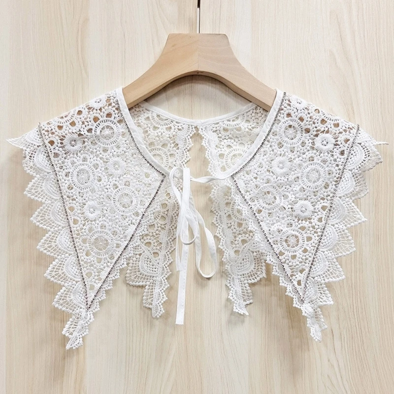 649D Women Sweet Girls Lace-Up Fake Collar Shawl Preppy Style Hollow Out Crochet Floral Lace Rhinestone Beading Scarf Capelet
649D Women Sweet Girls Lace-Up Fake Collar Shawl Preppy Style Hollow Out Crochet Floral Lace Rhinestone Beading Scarf Capelet