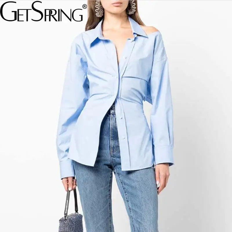 Женская Асимметричная рубашка Getspring, белая и синяя хлопковая блузка с длинным рукавом, асимметричные Модные топы для женщин, новинка 2022
Женская Асимметричная рубашка Getspring, белая и синяя хлопковая блузка с длинным рукавом, асимметричные Модные топы для женщин, новинка 2022