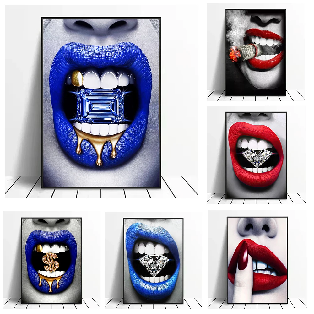 Sexy Red Blue Lips Bite Diamond Modern Pop Art Canvas Paintings Cuadros Poster Prints Wall Pictures for Living Room Home Decor
Sexy Red Blue Lips Bite Diamond Modern Pop Art Canvas Paintings Cuadros Poster Prints Wall Pictures for Living Room Home Decor