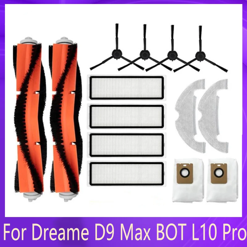 Vacuum Cleaner Accessories For Dreame D9 Max BOT L10 Pro, HEPA Filter Main Side Brush Washable Mop Cloth Replacement Dust Bag
Vacuum Cleaner Accessories For Dreame D9 Max BOT L10 Pro, HEPA Filter Main Side Brush Washable Mop Cloth Replacement Dust Bag