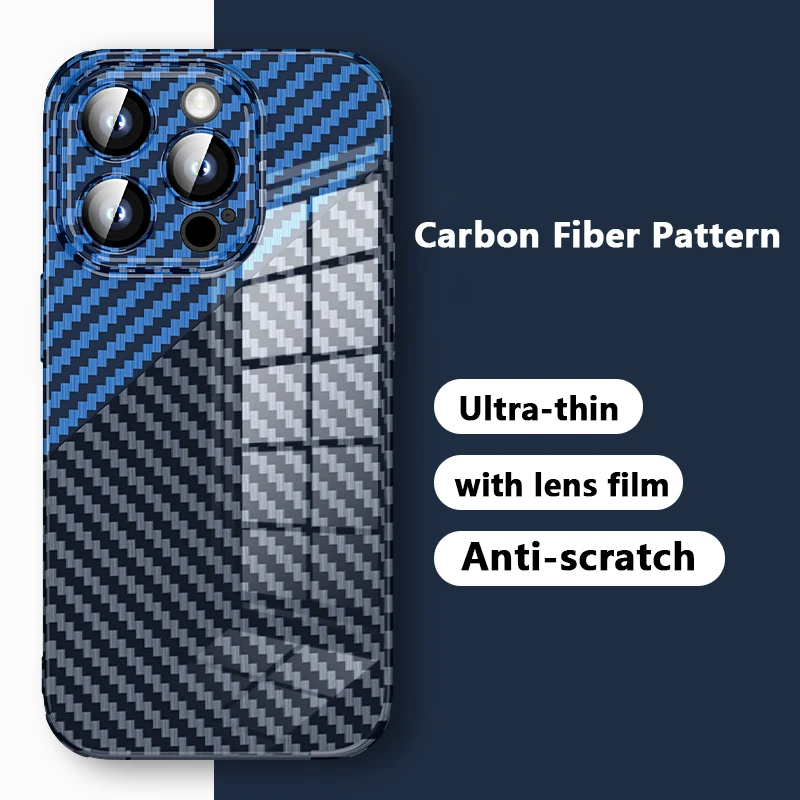 Ультратонкий чехол из углеродного волокна с рисунком для IPhone 14 Plus 13 12 Pro Max с объективом и защитной пленкой, противоударный Модный чехол
Ультратонкий чехол из углеродного волокна с рисунком для IPhone 14 Plus 13 12 Pro Max с объективом и защитной пленкой, противоударный Модный чехол