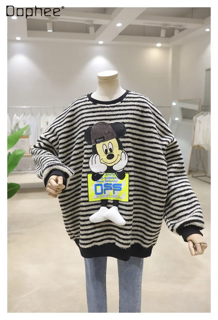 Зимний пуловер в полоску из овечьей шерсти с флисовой подкладкой и круглым вырезом, Женская толстовка с капюшоном, свободные толстовки с дл...
Зимний пуловер в полоску из овечьей шерсти с флисовой подкладкой и круглым вырезом, Женская толстовка с капюшоном, свободные толстовки с дл...