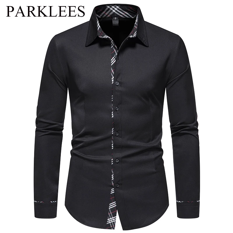 Parklees Mens Plaid Patchwork Black Shirt 2022 Autumn New Long Sleeve Button Down Formal Shirts Business Casual Office Camisas
Parklees Mens Plaid Patchwork Black Shirt 2022 Autumn New Long Sleeve Button Down Formal Shirts Business Casual Office Camisas