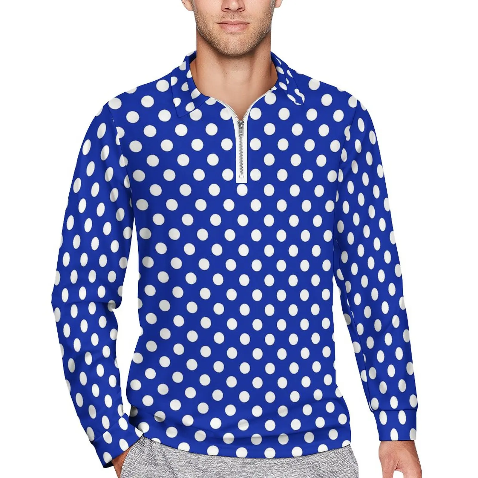 Blue Polka Dot Casual T-Shirts Classic Print Polo Shirts Man Street Style Shirt Spring Long Sleeve Graphic Clothes Big Size 
Blue Polka Dot Casual T-Shirts Classic Print Polo Shirts Man Street Style Shirt Spring Long Sleeve Graphic Clothes Big Size