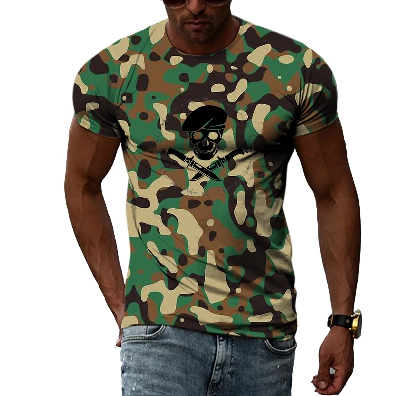 Summer Fashion Personality Cool O-neck Printed T-shirt Top Original Camouflage Skull Badge Pattern T-shirt Men's Trend Casual
Summer Fashion Personality Cool O-neck Printed T-shirt Top Original Camouflage Skull Badge Pattern T-shirt Men's Trend Casual