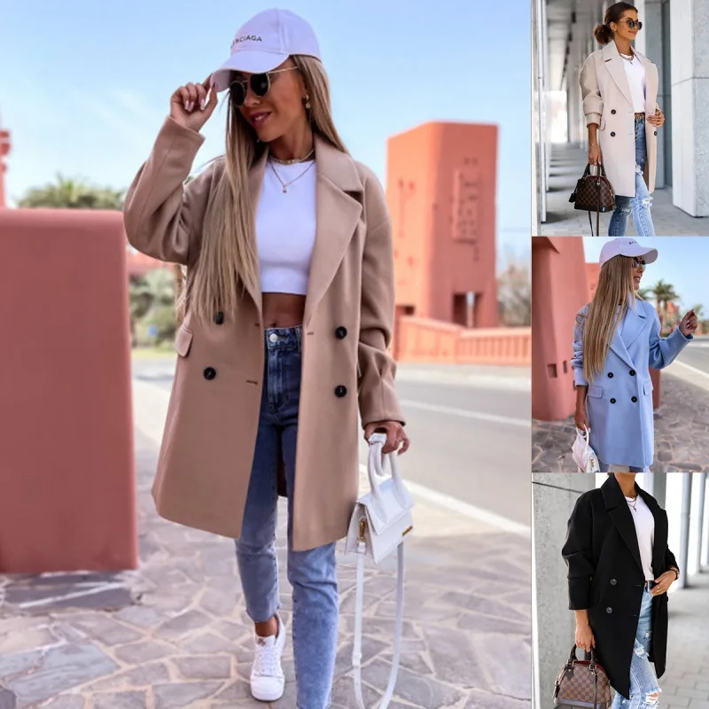 2022 autumn winter autumn winter simple long-sleeved solid color woolen coat women
2022 autumn winter autumn winter simple long-sleeved solid color woolen coat women