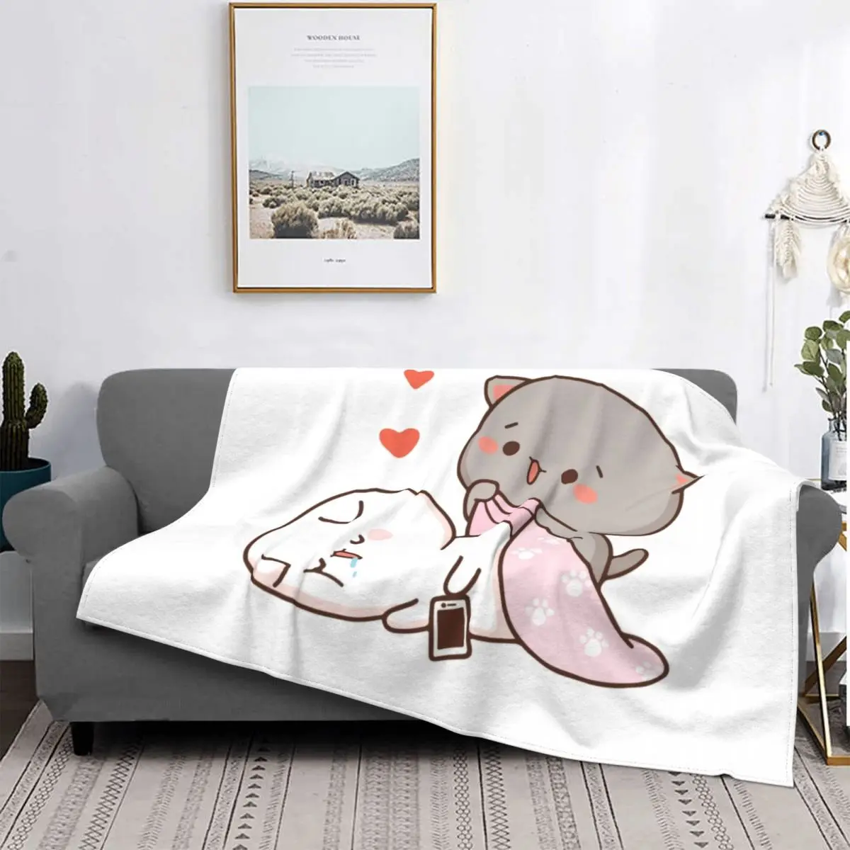 

Одеяло в виде кота из персика и Гомы мочи, удобное мягкое Фланелевое зимнее покрывало для дивана, постельное белье с 3D принтом
