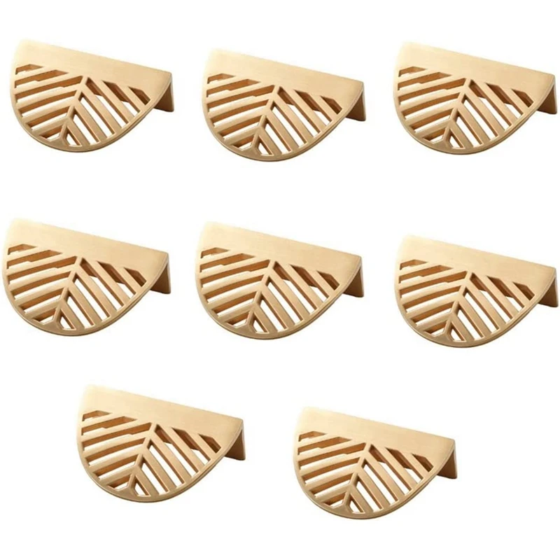 

8PCS Leaf Shaped Handle Gold Brushed Hollow Pulls Furniture Cabinet Leaves Knob Zinc Alloy Cupboard Drawer Pull Handles