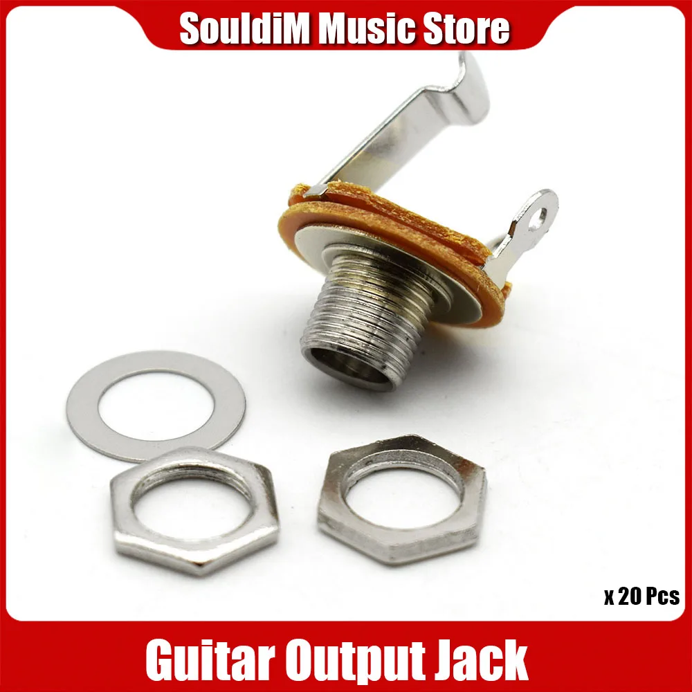 

20pcs 6.35mm Jack 2-Conductor Switchcraft Mono Chassis Guitar Pickup Nickel Panel Jack Plug Input Output Guitar Parts
