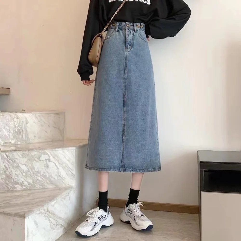 Long Denim Skirt Women Vintage High Wasit Jeans with Button Plus Size Straight A-line Pencil Skirt Elegant Summer 2022 Chic
Long Denim Skirt Women Vintage High Wasit Jeans with Button Plus Size Straight A-line Pencil Skirt Elegant Summer 2022 Chic
