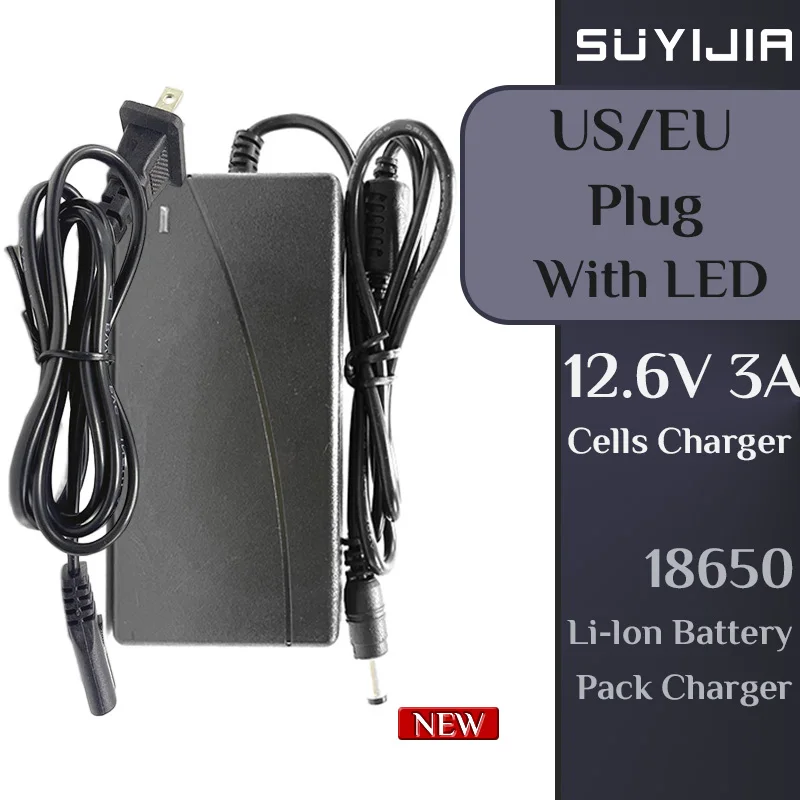 SUYIJIA 12.6V 3A 18650 Portable Wall Lithium Battery Charger for Battery Pack Charger Optional EU US Plug Power Adapter with LED
SUYIJIA 12.6V 3A 18650 Portable Wall Lithium Battery Charger for Battery Pack Charger Optional EU US Plug Power Adapter with LED