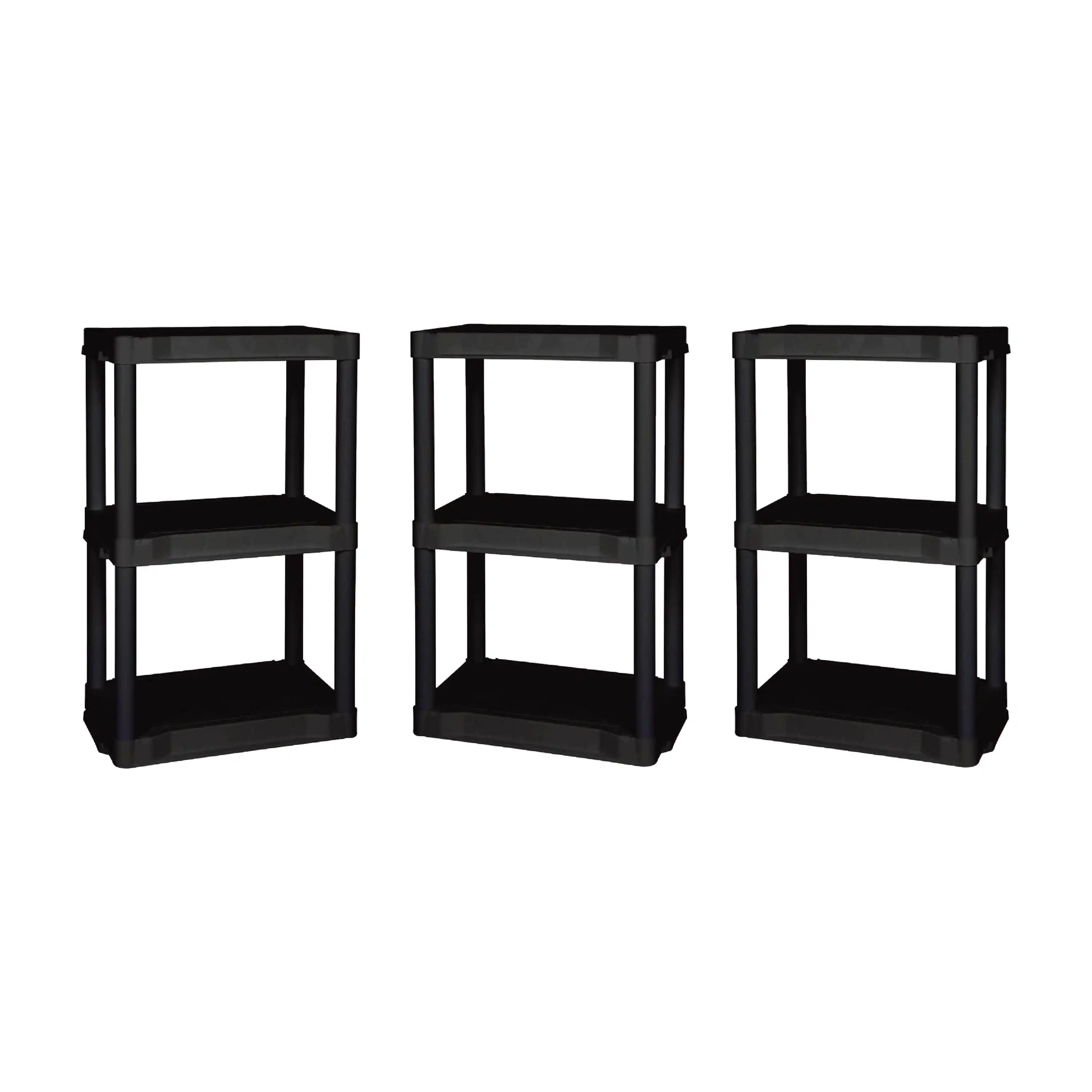 

Hyper Tough 20.07"W x 12"D x 32"H 3-shelf Plastic Garage Shelves, Black, 3 Count, 60 lbs per shelf, Adult