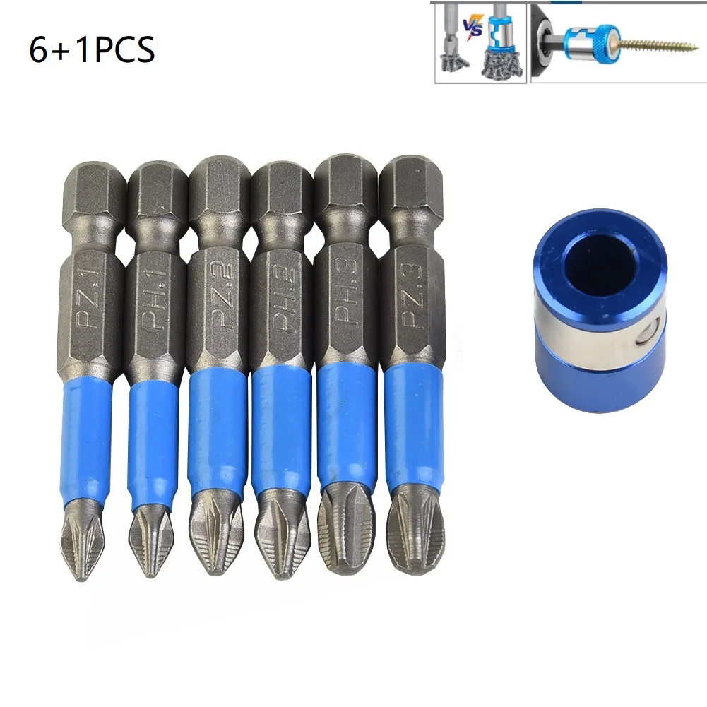 6Pcs Non-Slip Magnetic Screwdriver Bit Set 50mm 1/4" Hex Shank Cross Head Screwdriver Drill Bit With Magnetic Ring PH1/PH2/PH3
6Pcs Non-Slip Magnetic Screwdriver Bit Set 50mm 1/4" Hex Shank Cross Head Screwdriver Drill Bit With Magnetic Ring PH1/PH2/PH3