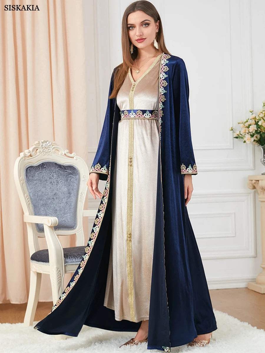 Abayas For Women Dubai 2022 Luxury Velvet Embroidered Cardigan Kaftan And Sleeveless Vest Tunic Dress Muslim Suit Party Dresses
Abayas For Women Dubai 2022 Luxury Velvet Embroidered Cardigan Kaftan And Sleeveless Vest Tunic Dress Muslim Suit Party Dresses