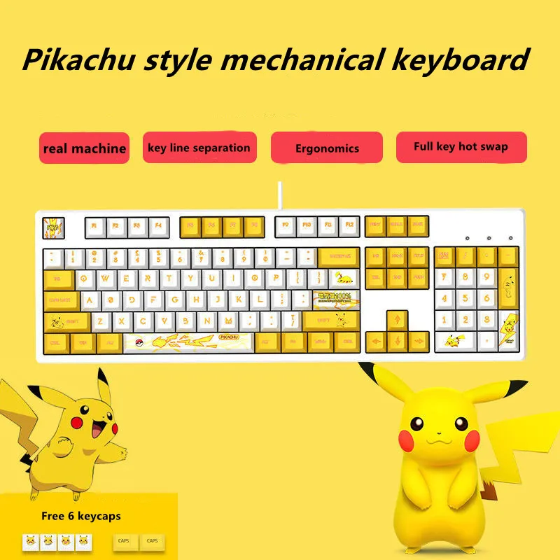 Игровая Проводная клавиатура Pokemon Anime для периферийных игр Пикачу, зеленая, черная, красная ось, чайная ось, подарок для парня
Игровая Проводная клавиатура Pokemon Anime для периферийных игр Пикачу, зеленая, черная, красная ось, чайная ось, подарок для парня