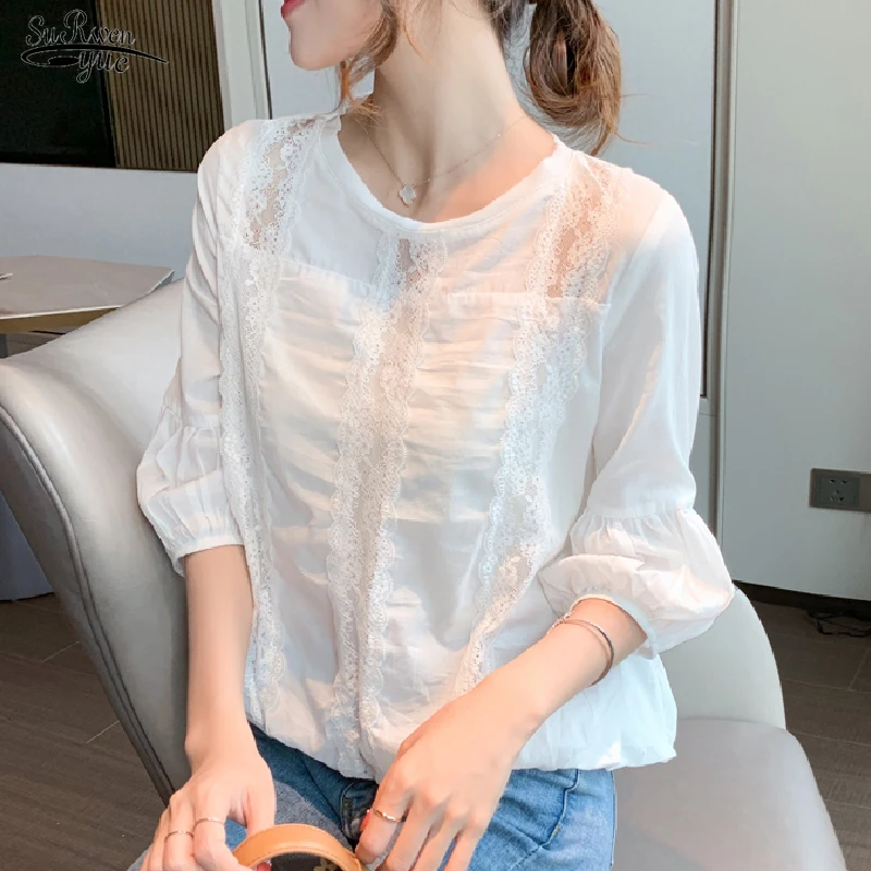 Floral Chiffon White Lace Shirt Summer 2022 New Lantern Sleeve Woman Blouses Korean Loose Plus Size Tops Chic Blusas Mujer 15204
Floral Chiffon White Lace Shirt Summer 2022 New Lantern Sleeve Woman Blouses Korean Loose Plus Size Tops Chic Blusas Mujer 15204