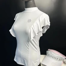 New Golf Fashion Shirt Outdoor Sports Quick Dry Top Half High Collar Sleeveless Slim Fit Tank Top Golf Clothing Womens