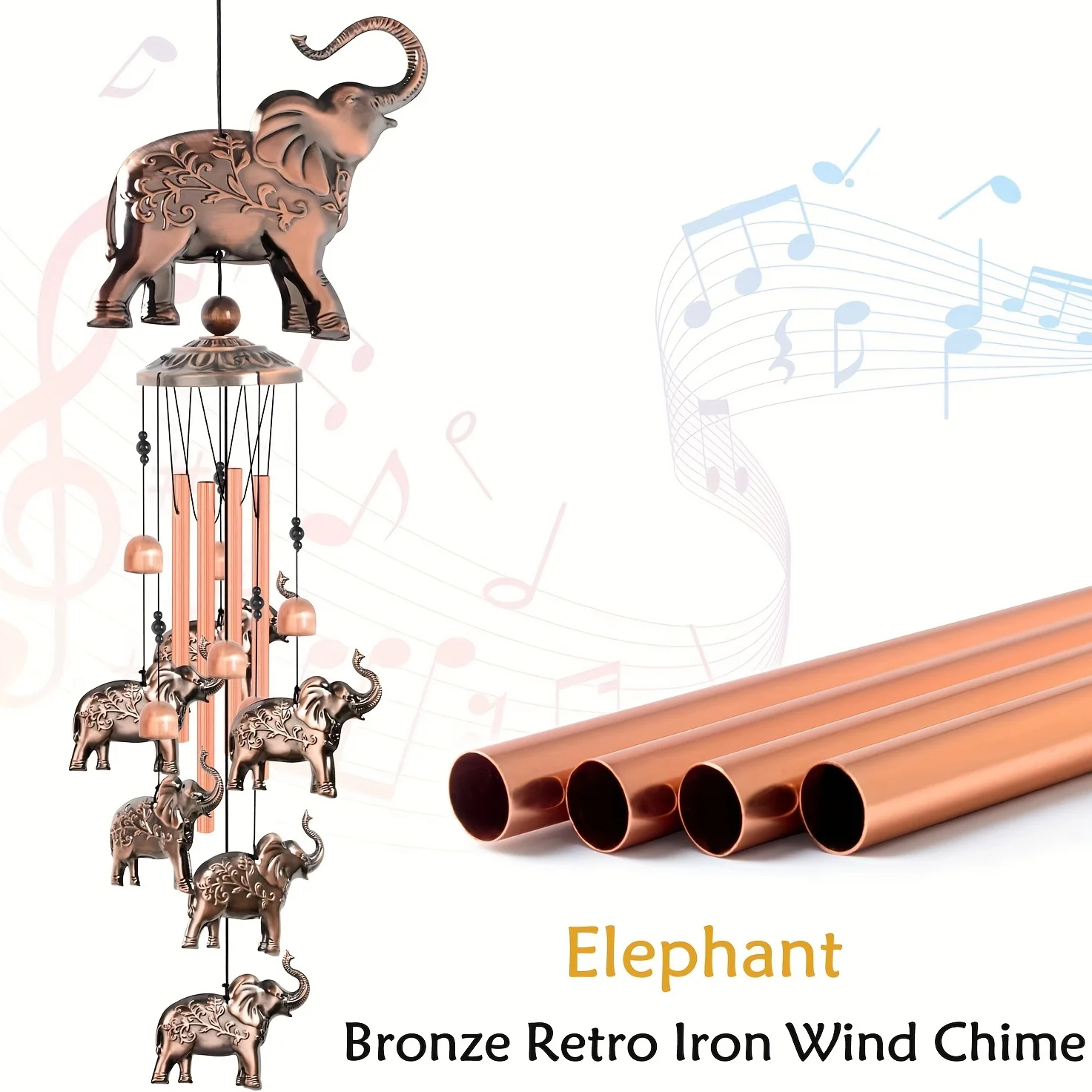 Bronze Elephant Wind Chimes - Indoor/Outdoor Home & Garden Decor, Soothing Melodic Tones, Durable Aluminum & Iron Construction
Bronze Elephant Wind Chimes - Indoor/Outdoor Home & Garden Decor, Soothing Melodic Tones, Durable Aluminum & Iron Construction