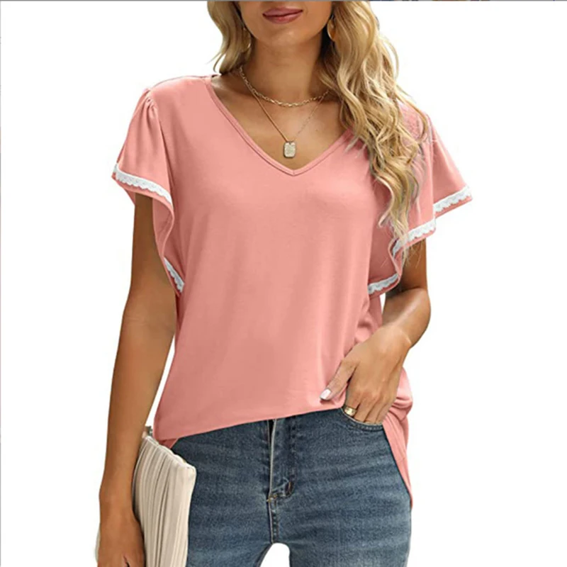 2022 Summer Elegant Women T Shirts V Neck Butterfly Sleeve Casual Streetwear Women Plus Size S-XXL New Female Daily Tops 
2022 Summer Elegant Women T Shirts V Neck Butterfly Sleeve Casual Streetwear Women Plus Size S-XXL New Female Daily Tops