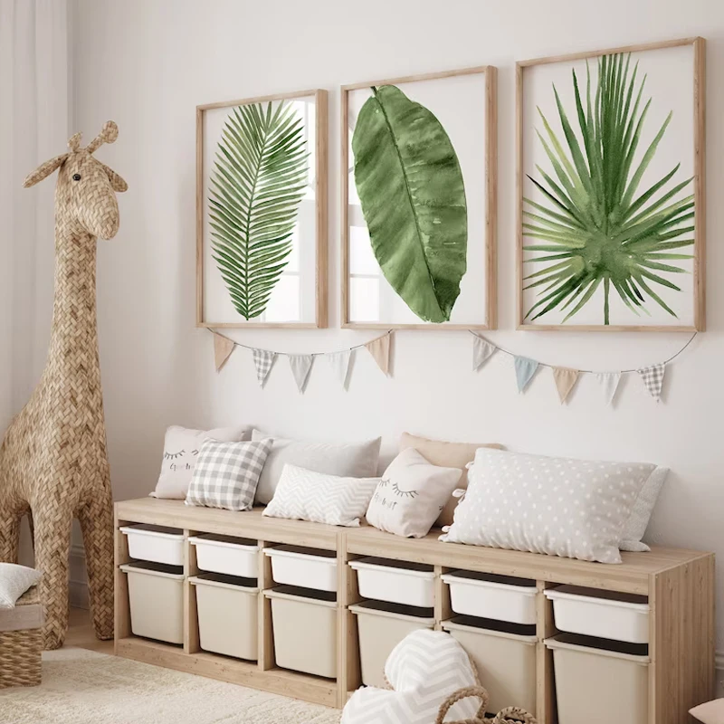 

Modern Palm Leaf Watercolor Botanical Posters Green Tropical Plant Wall Art Canvas Painting Print Picture Living Room Decoration