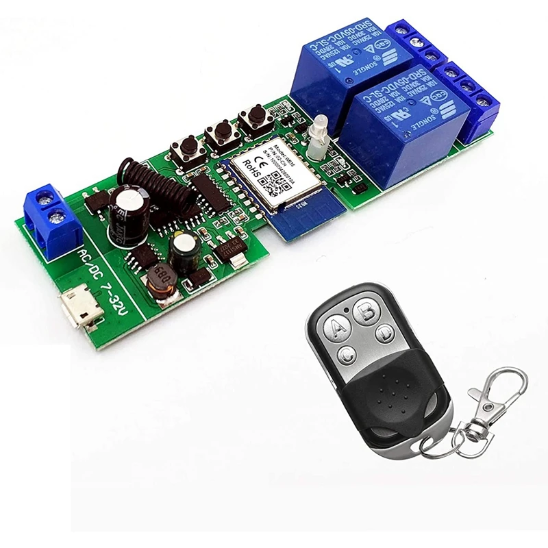 Wifi Wireless Relay Module 2 Channels Remote Switch AC220V Inching/Self-Locking Switch Alexa Relay DIY For Garage Door
Wifi Wireless Relay Module 2 Channels Remote Switch AC220V Inching/Self-Locking Switch Alexa Relay DIY For Garage Door
