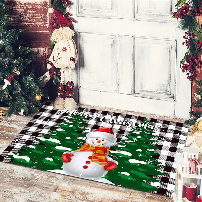 

Christmas Floor Mat Santa Claus Snowman Entrance Hall Balcony Anti Slip Absorbent Carpet Merry Christmas Doormat Happy New Year