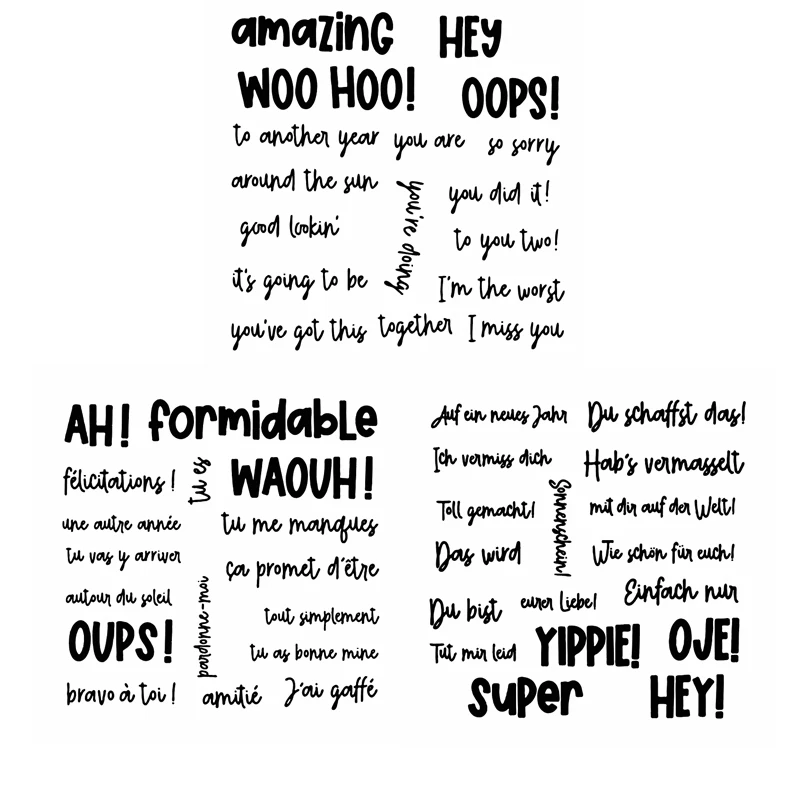 Amazing Woo Hoo Hey Clear Stamp English German French Version Card Album Photo Making For Decorative DIY Stencil New 2022
Amazing Woo Hoo Hey Clear Stamp English German French Version Card Album Photo Making For Decorative DIY Stencil New 2022