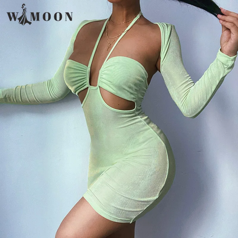 Sexy Long Sleeve Halter Dress Women 2021 Slim Hollow Out Pencil Bodycon Solid Mint Green Party Casual Club Mini Dresses Vestidos
Sexy Long Sleeve Halter Dress Women 2021 Slim Hollow Out Pencil Bodycon Solid Mint Green Party Casual Club Mini Dresses Vestidos