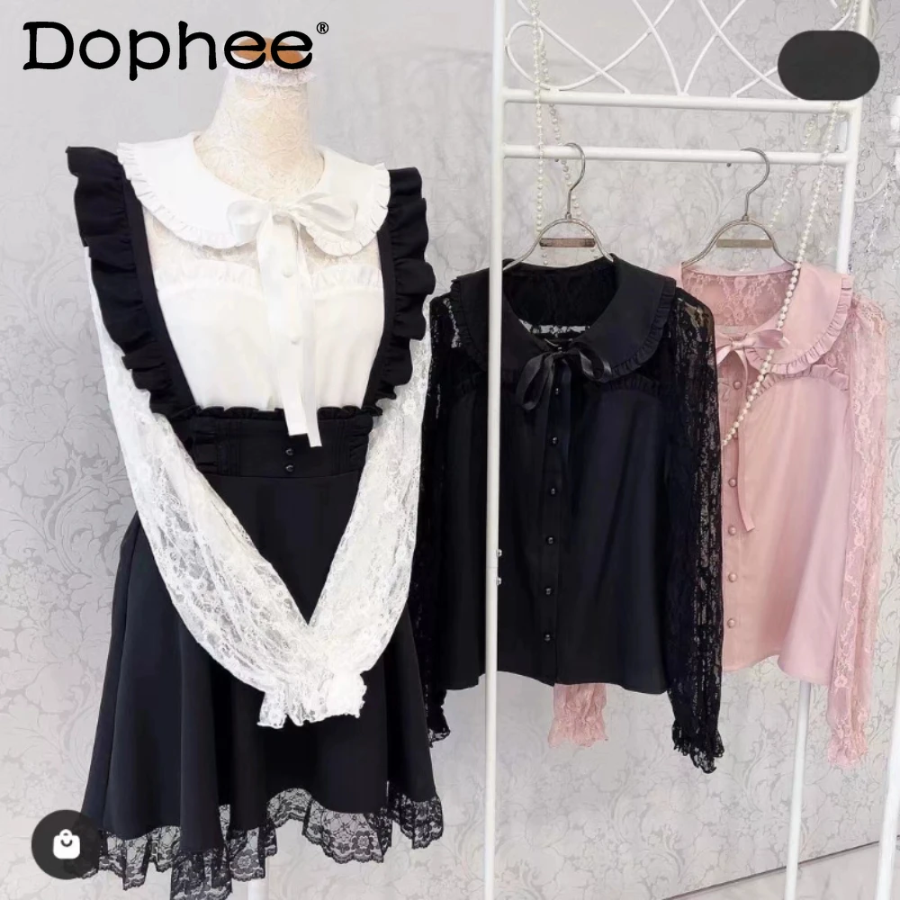 2023 Japanese Lolita Style Shirt Mine Lace Sleeves Peter Pan Collar Blouse Women's Clothing Lolita Tops Single Breasted Blusas
2023 Japanese Lolita Style Shirt Mine Lace Sleeves Peter Pan Collar Blouse Women's Clothing Lolita Tops Single Breasted Blusas
