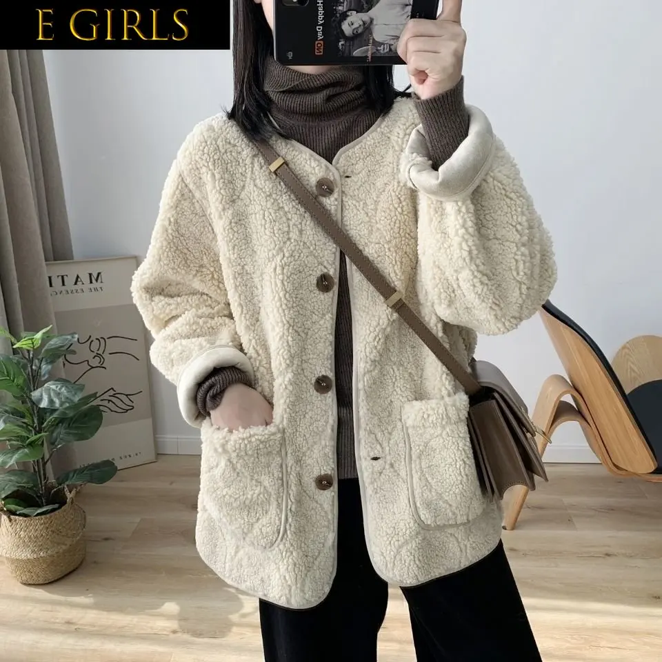 E GIRLS Basic Jackets Women O-neck Single Breasted Elegant Thicken Warm Winter Ladies All-match College Street Wear Casual Ins
E GIRLS Basic Jackets Women O-neck Single Breasted Elegant Thicken Warm Winter Ladies All-match College Street Wear Casual Ins