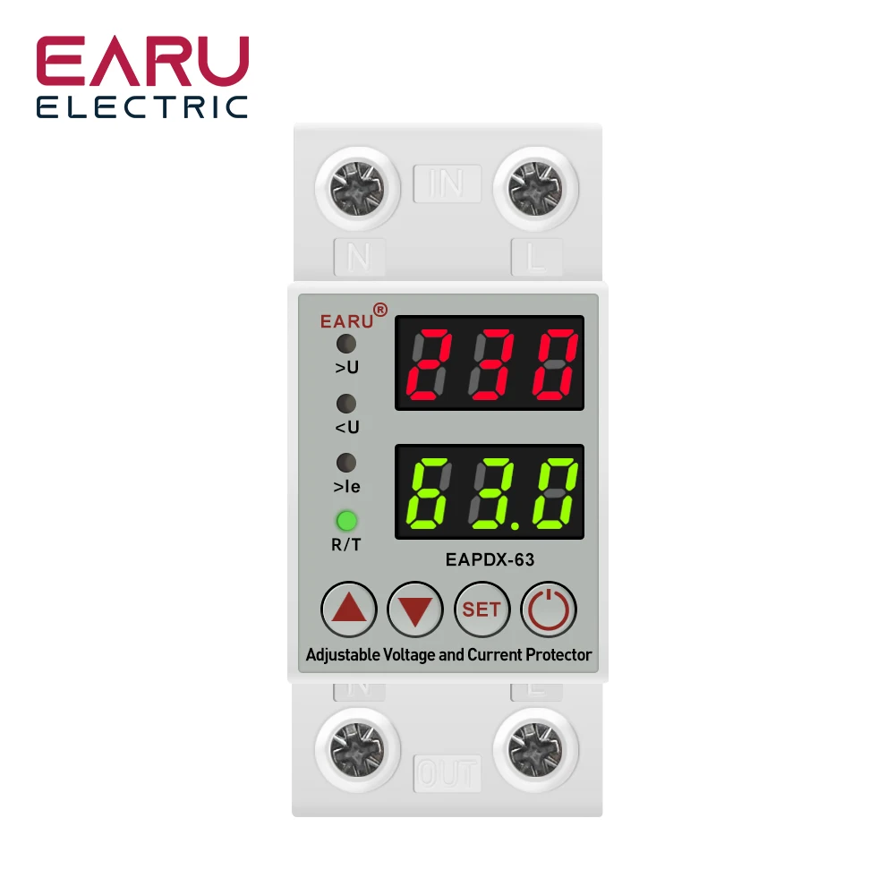 EARUELECTRIC Цифровое реле защиты от перенапряжения и перегрузки 40A 63A 220V
EARUELECTRIC Цифровое реле защиты от перенапряжения и перегрузки 40A 63A 220V
