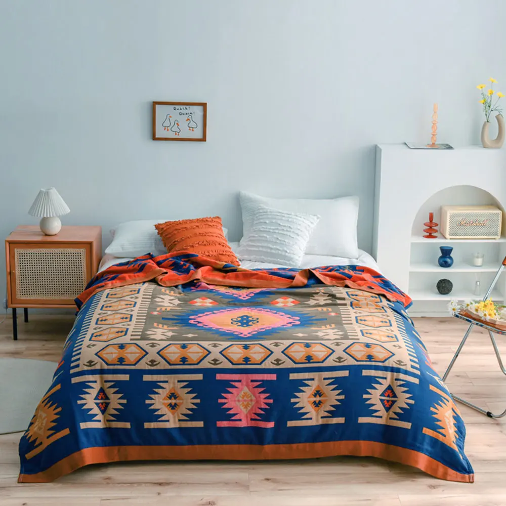 

Svetanya Persian Style Bohemian Geometric Knitted Summer Quilted Thread Blanket Throws Cotton Full Queen Sheets Bedspread