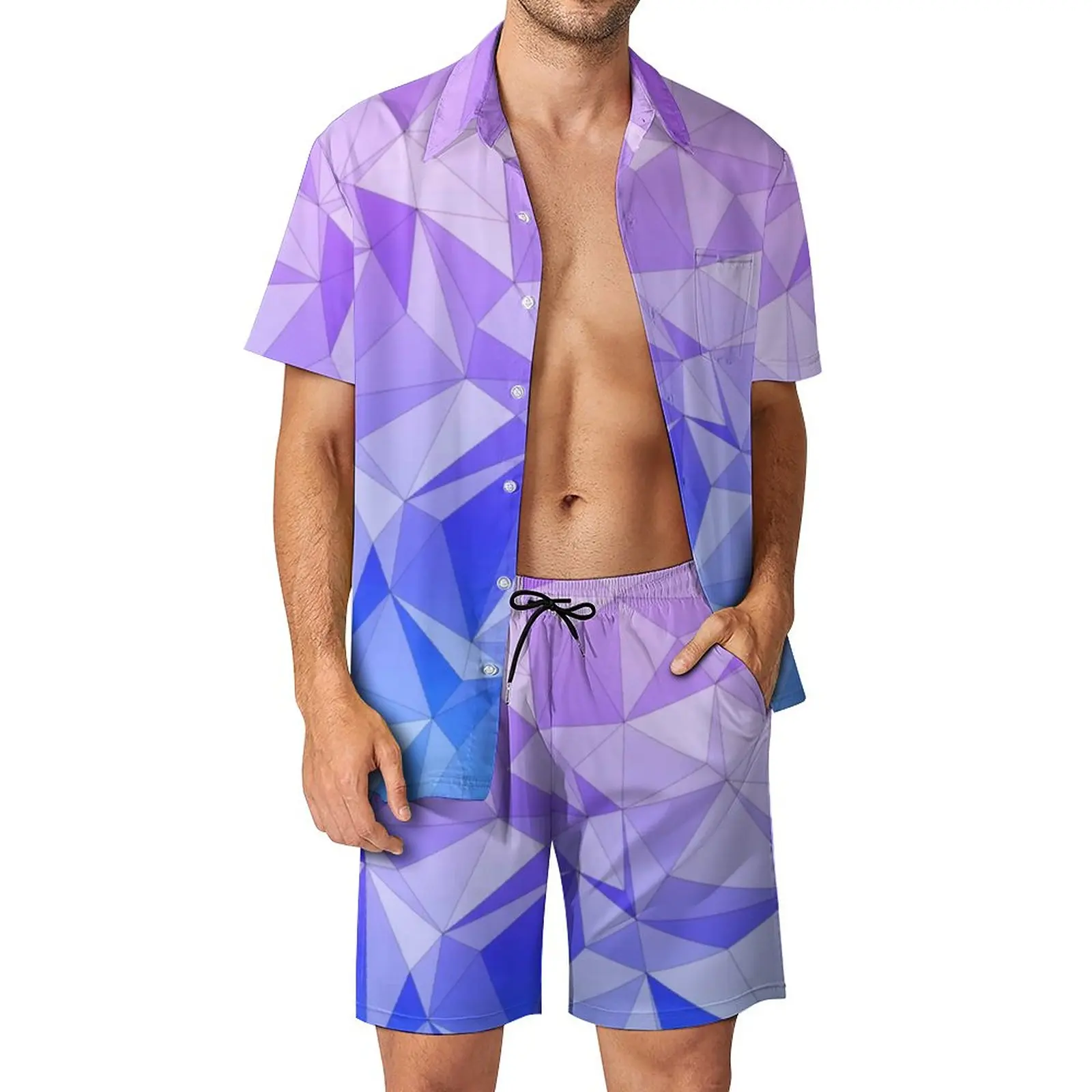 Triangle Two Tone Men Sets Blue And Purple Casual Shorts Beach Shirt Set Summer Trendy Suit Short-Sleeve Oversized
Triangle Two Tone Men Sets Blue And Purple Casual Shorts Beach Shirt Set Summer Trendy Suit Short-Sleeve Oversized