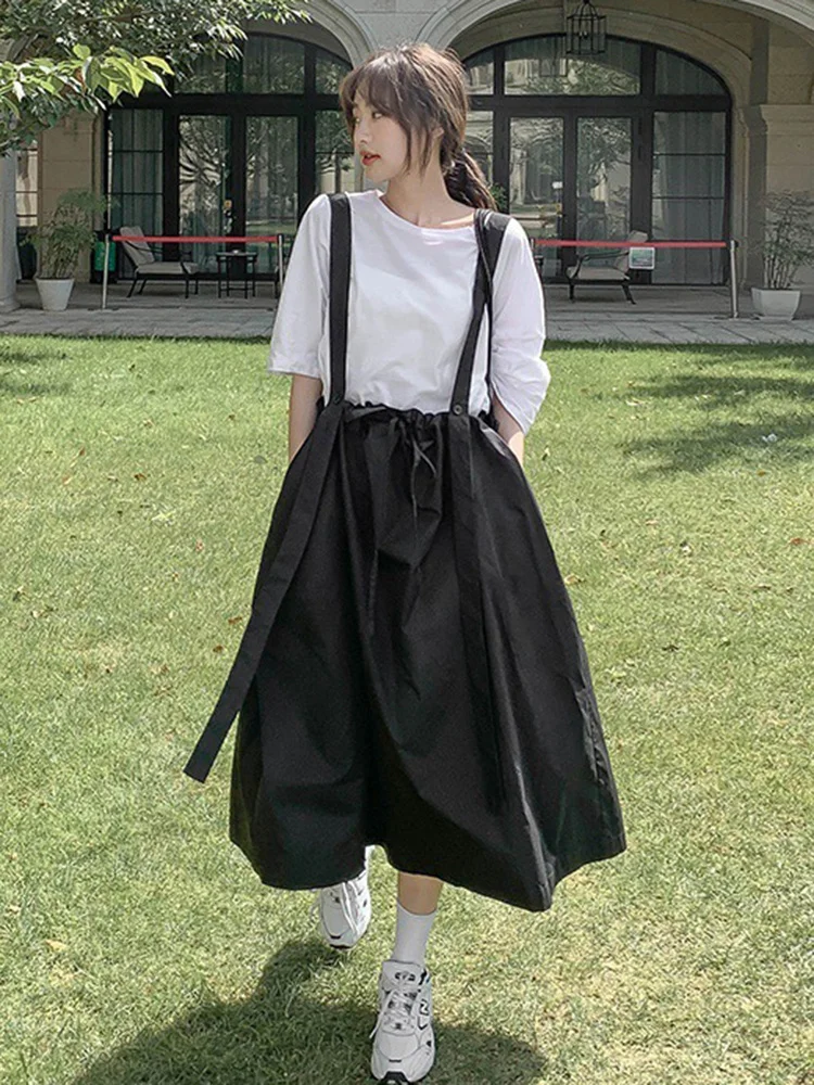 Sweet Suit Women Pullover Short Sleeve T-shirt Solid Color A-line Fold Strap Dresses 2022 Summer Female Clothing B224
Sweet Suit Women Pullover Short Sleeve T-shirt Solid Color A-line Fold Strap Dresses 2022 Summer Female Clothing B224