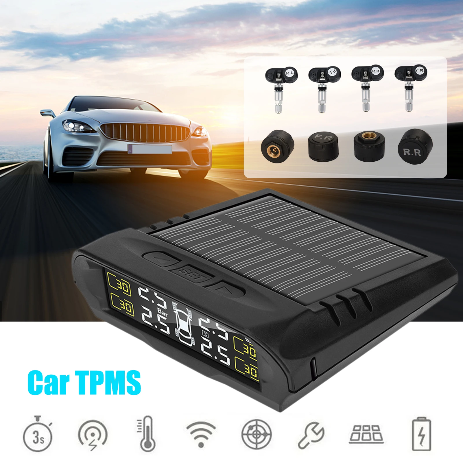 Автомобильный TPMS, телефон с солнечной батареей, цифровой ЖК-дисплей, автомобильные системы охранной сигнализации, внешний датчик давления
Автомобильный TPMS, телефон с солнечной батареей, цифровой ЖК-дисплей, автомобильные системы охранной сигнализации, внешний датчик давления