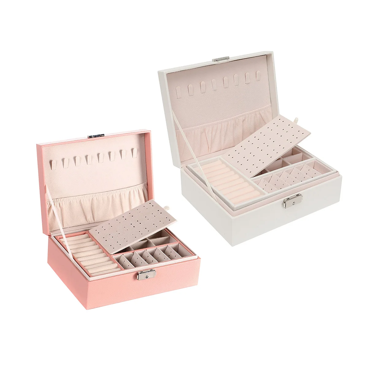 Large Capacity PU Leather Jewelry Box Two-Layer Lockable Jewellery Organizer with Adjustable Partition Multifunctional Earrings
Large Capacity PU Leather Jewelry Box Two-Layer Lockable Jewellery Organizer with Adjustable Partition Multifunctional Earrings