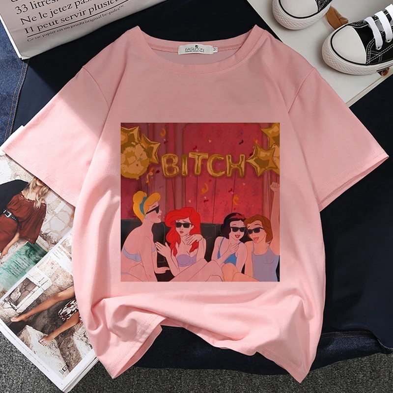 Футболка женская с графическим принтом, вечерний Топ Принцессы Диснея в стиле Харадзюку, модная рубашка розового цвета, одежда на лето, Y2k 
Футболка женская с графическим принтом, вечерний Топ Принцессы Диснея в стиле Харадзюку, модная рубашка розового цвета, одежда на лето, Y2k