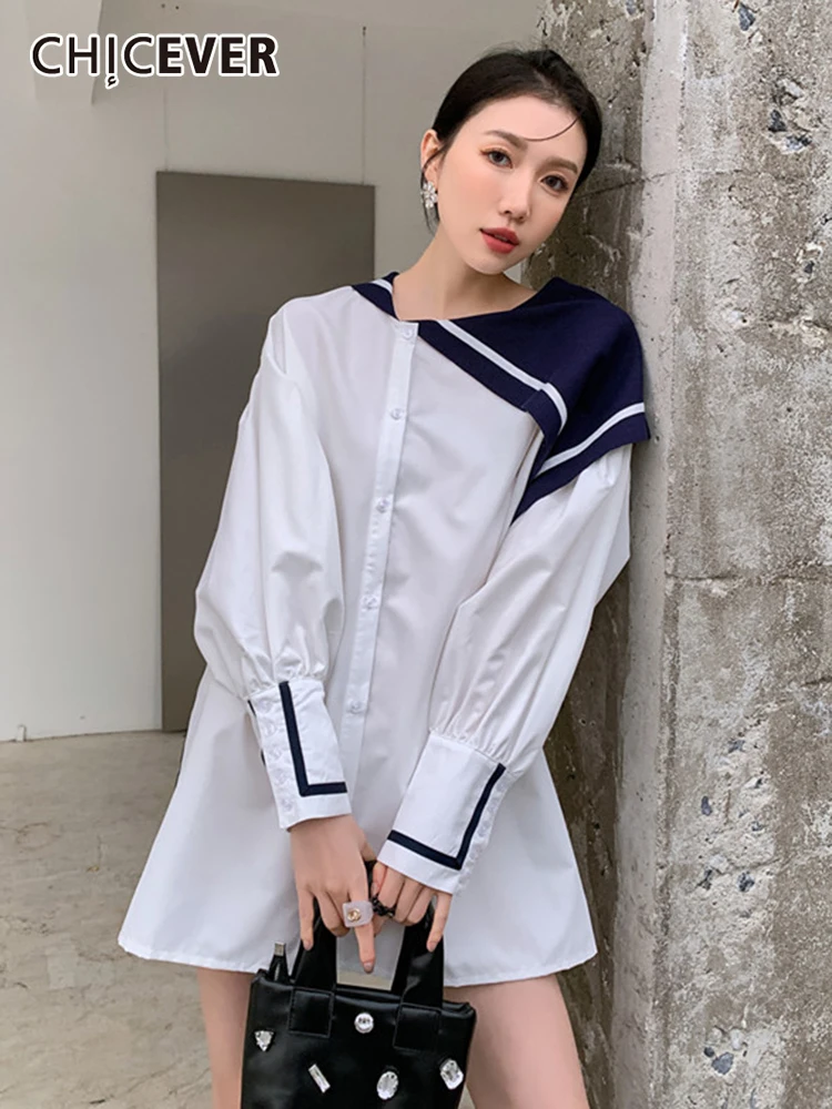 CHICEVER Patchwork Striped Shirt For Women Round Neck Long Sleeve Hit Color Korean Casual Blouse For Women Summer Fashion 2022
CHICEVER Patchwork Striped Shirt For Women Round Neck Long Sleeve Hit Color Korean Casual Blouse For Women Summer Fashion 2022