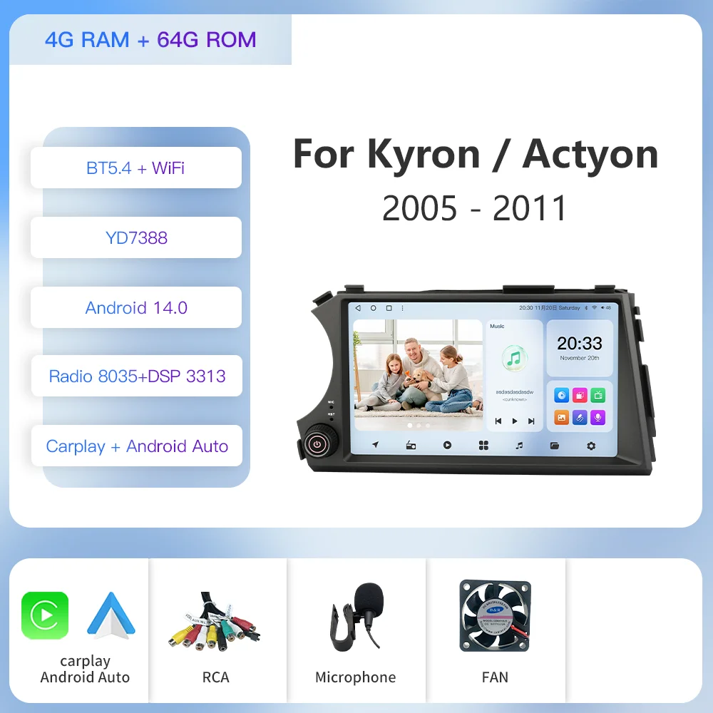 Автомобильный радиоприемник Kapud, 8 дюймов, Android 14 Carplay, авто GPS для Ssangyong Kyron Actyon 2005-2013 BT Video 2 din, мультимедийный плеер, Wi-Fi SWC
Автомобильный радиоприемник Kapud, 8 дюймов, Android 14 Carplay, авто GPS для Ssangyong Kyron Actyon 2005-2013 BT Video 2 din, мультимедийный плеер, Wi-Fi SWC