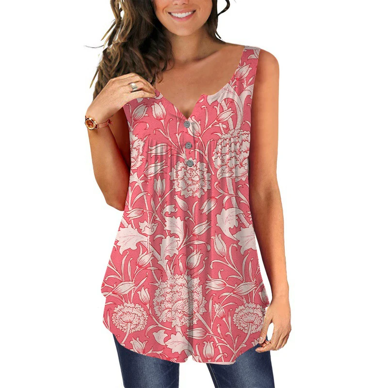 Womens Summer New Sexy Floral Graphic Print Button Casual V-neck Tank Shirt Loose Sleeveless Beach Vest Tank Camisole Tops
Womens Summer New Sexy Floral Graphic Print Button Casual V-neck Tank Shirt Loose Sleeveless Beach Vest Tank Camisole Tops