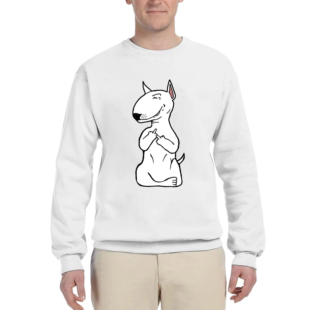 

CLOOCL Funny Bull Terrier Sweatshirt Animals Middle Finger Sticker Printed Tops Autumn Long Sleeve Streetwear Men Clothing S-7XL