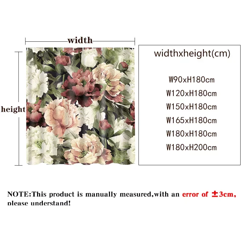 2023 3D Flowers Pattern Shower Curtains Vintage Bath Curtain With Hooks Polyester Fabric Cloth Printing Curtain for Bathroom cor
2023 3D Flowers Pattern Shower Curtains Vintage Bath Curtain With Hooks Polyester Fabric Cloth Printing Curtain for Bathroom cor
