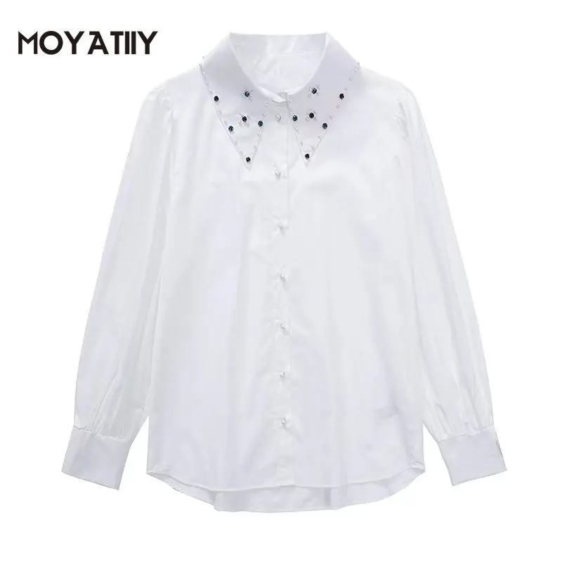 MOYATIIY Women 2022 Fashion White Poplin Shirts Vintage Office Ladies Blouse Shirts with Beading Long Sleeve Female Tops
MOYATIIY Women 2022 Fashion White Poplin Shirts Vintage Office Ladies Blouse Shirts with Beading Long Sleeve Female Tops