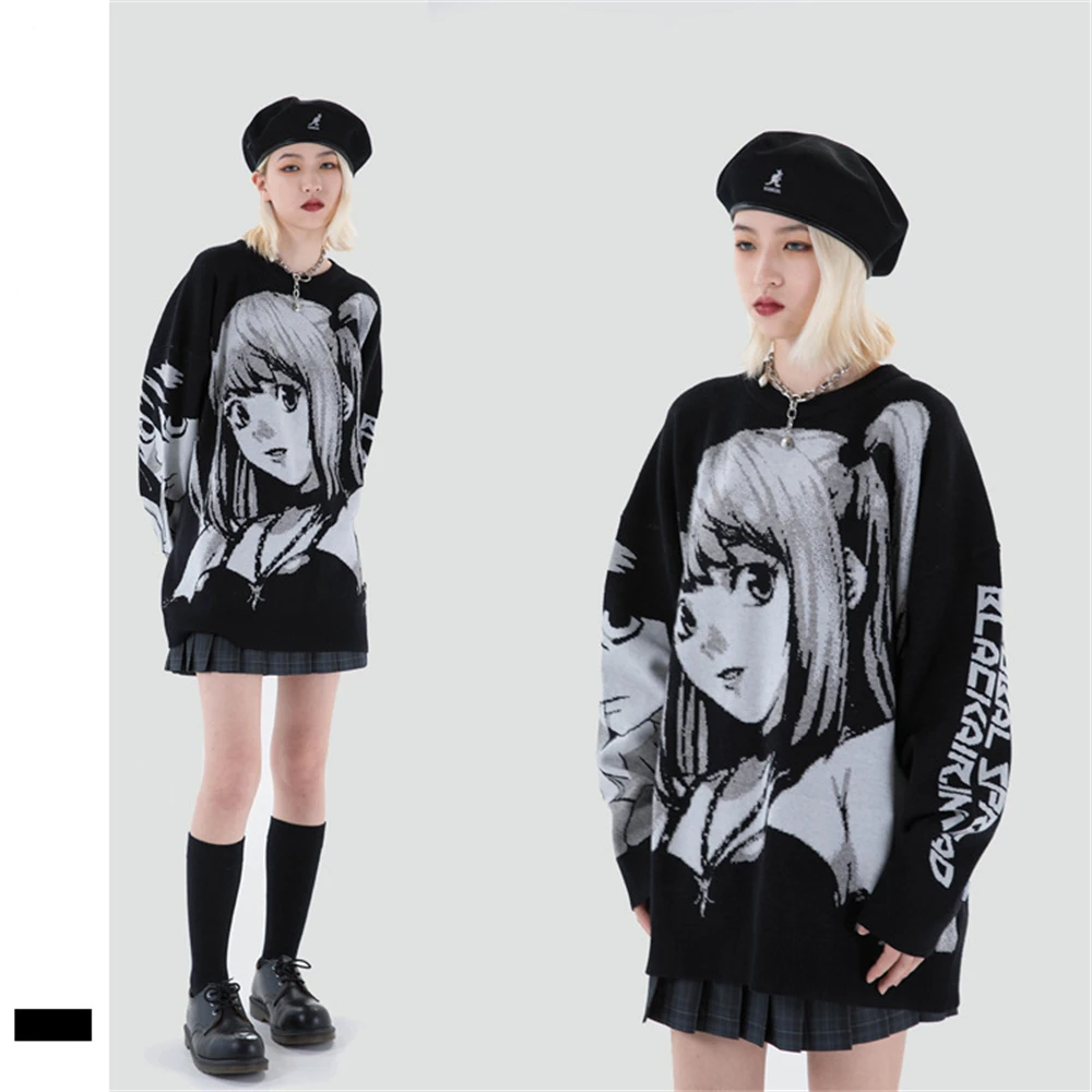 Mens Hip Hop Streetwear Women Harajuku Top Vintage Japanese Style Anime Girl Knitted Pullover Sweaters O-Neck Couple T-shirts
Mens Hip Hop Streetwear Women Harajuku Top Vintage Japanese Style Anime Girl Knitted Pullover Sweaters O-Neck Couple T-shirts