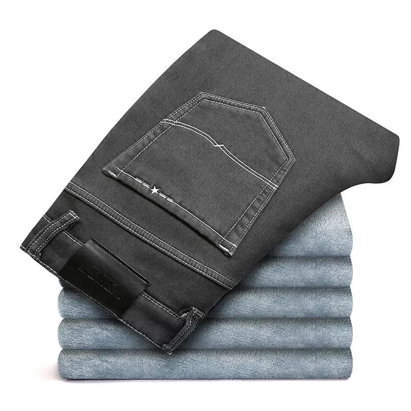 High Quality Elasticity Thicken Skinny Plus Velvet Denim Pants Trousers Male Brand Clothes Winter New Men Warm Gray Jeans
High Quality Elasticity Thicken Skinny Plus Velvet Denim Pants Trousers Male Brand Clothes Winter New Men Warm Gray Jeans