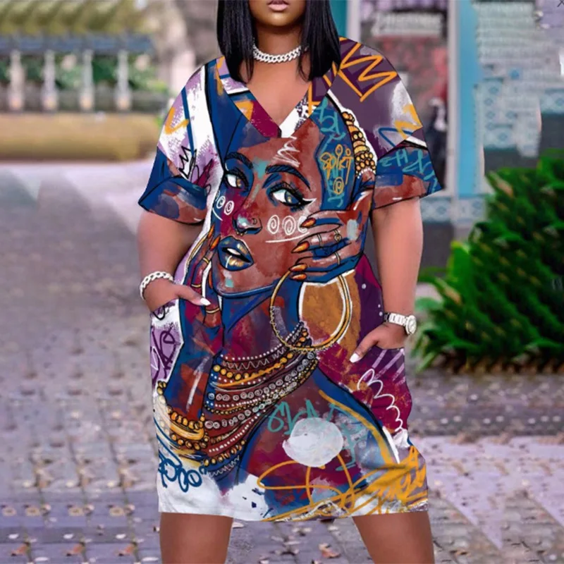 Africa Dress Women's Fashion Bohemian 3D Printing Dress Elegant Slim Party Evening Dress Sexy Knee-Length V-neck Sundress Pocket
Africa Dress Women's Fashion Bohemian 3D Printing Dress Elegant Slim Party Evening Dress Sexy Knee-Length V-neck Sundress Pocket