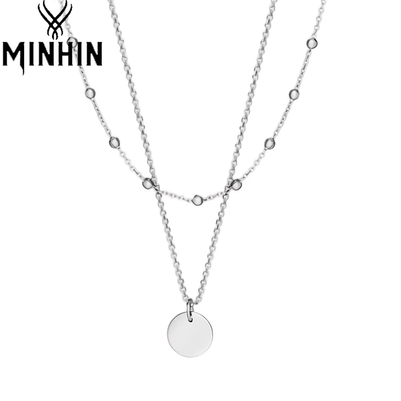 MINHIN Round Coin Chain Necklace Silver Color Stainless Steel Pendant Nekclaces for Women Fashion Jewelry Layered Neck Choker
MINHIN Round Coin Chain Necklace Silver Color Stainless Steel Pendant Nekclaces for Women Fashion Jewelry Layered Neck Choker