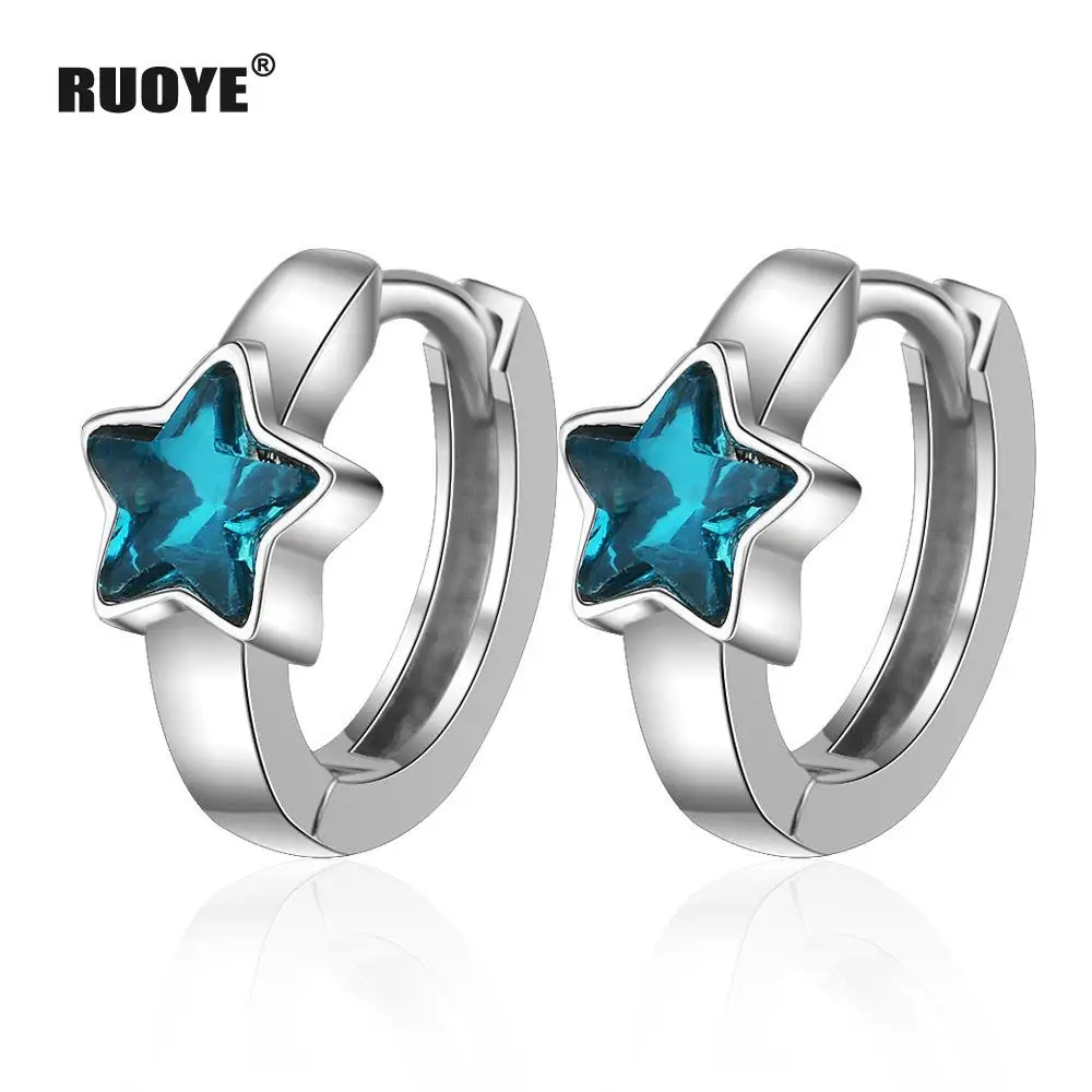 New 925 sterling silver Blue Crystal Hoop Earrings Stars Design Earring For Women Korea Japan Party Jewelry oorbellen
New 925 sterling silver Blue Crystal Hoop Earrings Stars Design Earring For Women Korea Japan Party Jewelry oorbellen