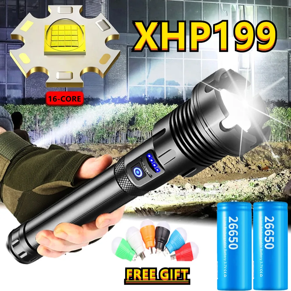 3000000 Lux XHP199.9 Powerful LED Flashlights Rechargeable Zoom Flashlight Torch Waterproof Tactical Flashlights Hunting Lantern
3000000 Lux XHP199.9 Powerful LED Flashlights Rechargeable Zoom Flashlight Torch Waterproof Tactical Flashlights Hunting Lantern